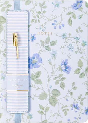 Laura Ashley Premium Fabric Hardcover Writing Journal with Pen | 256 Lined Pages | Elegant Floral Design | Perfect for Diaries, Notes, and Gift Giving (Blue - A5-6-x-8 Inches) in Kuwait