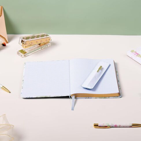 Laura Ashley Premium Fabric Hardcover Writing Journal with Pen | 256 Lined Pages | Elegant Floral Design | Perfect for Diaries, Notes, and Gift Giving (Blue - A5-6-x-8 Inches) in Kuwait