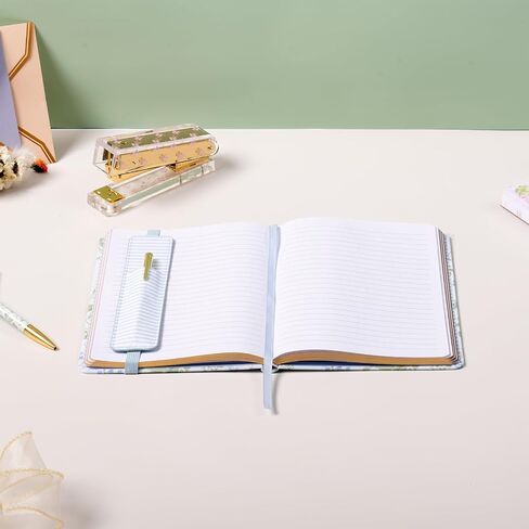 Laura Ashley Premium Fabric Hardcover Writing Journal with Pen | 256 Lined Pages | Elegant Floral Design | Perfect for Diaries, Notes, and Gift Giving (Blue - A5-6-x-8 Inches) in Kuwait