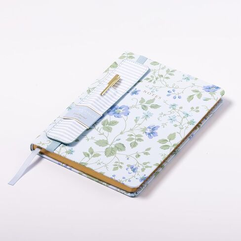 Laura Ashley Premium Fabric Hardcover Writing Journal with Pen | 256 Lined Pages | Elegant Floral Design | Perfect for Diaries, Notes, and Gift Giving (Blue - A5-6-x-8 Inches) in Kuwait