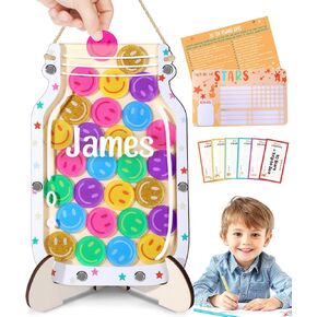 Swooflia Car Custom Reward Jar Jar Star Jar for Kids - Home Star Jar Reward System مع الفصل الدراسي المغناطيسي ، وتدريب القعادة على السلوك الإيجابي للبنات فتيان الحوافز