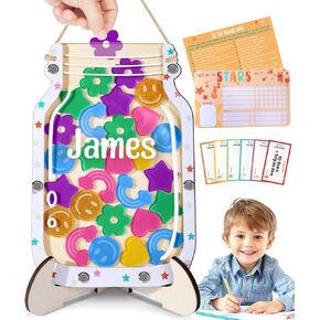 Swooflia Car Custom Reward Jar Magnetic Star Jar for Kids - Home Star Jar Reward System with Magnetic Chart Classroom, Positive Behavior Potty Training for Girls Boys Incentives in Kuwait