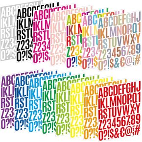 ملصقات رسائل 15 ورقة 750 PCS ملصقات رقم أبجدية 2 بوصة من الفينيل لماص اللصق على رسائل لزجاجات المياه قصاصة الكأس صندوق البريد الصناعي ديكور الفصول الدراسية (متعدد الألوان)