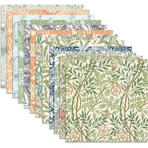24 Sheets William Morris Pattern Paper 12" x 12" William Morris Scrapbook Paper Pad Double-Sided Vintage Floral William Morris Floral Pattern Paper Vintage Floral Botanic Patterned Decorative Paper