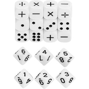 18Pcs/Set 16mm Addition Subtraction Symbol Dices Kids Mathematical Assistant Props Sculpture Educational Dices Fraction Dices Fractional Number Dices