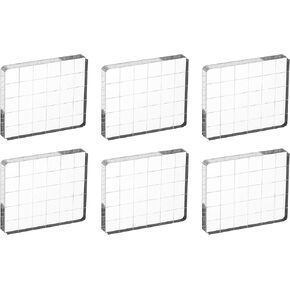 PATIKIL 2.4"x2" Acrylic Stamp Block, 6Pcs Clear Stamping Block with Grid Lines Decorative Mounting Blocks Rectangle for Scrapbooking DIY Crafts Card Making