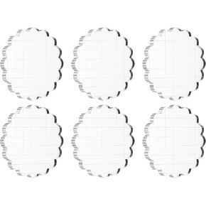 PATIKIL 3" Acrylic Stamp Block, 6Pcs Clear Stamping Block with Grid Lines Decorative Mounting Blocks Round for Scrapbooking DIY Crafts Card Making