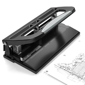 3 Hole Punch, Adjustable 2-3 Hole Puncher for Binder, Desk Heavy Duty 3 Ring Hole Punch, 40 Sheets Capacity for Office School Paper File Folder, Alignment Ruler
