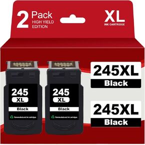 245xl Black Ink Cartridges Replacement for Canon 245XL Ink Cartridge 245 XL PG-245 PG-245XL Compatible with Canon Pixma MX490 MX492 MG2522 TR4520 TS3322 TS202 MG2500 TS3122 TR4500 Printer (2 Black)