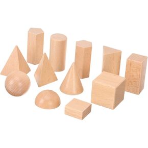 Toyvian 12pcs نموذج هندسة الكتل الصلبة الهندسية 3D الأشكال الهندسية 3D شكل كتلة هندسية الأشكال الخشبية الأشكال ثلاثية الأبعاد الصلبة لتدريس الخشب الخشبي الحبوب ما قبل المدرسة