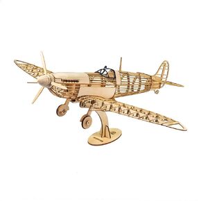 الألغاز الخشبية ثلاثية الأبعاد DIY Sitpfire Fighter Model Aircraft 1:25 ، مجموعات طائرة من طراز Balsa Cut Balsa للبناء للبالغين ، نماذج خشبية للألغاز Jigsaw للديكور المنزل هدية عيد ميلاد المنزل