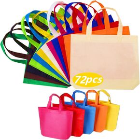 12 Pack 13" 12 Colors Multi-Color Reusable Tote Gift Bags One Side Blank Non-woven Bags Colored Treat, Fabric Tote, Commodity snack bags
