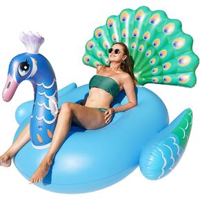 Finduwill Peacock Pool Float ، قابلة للنفخ في حمام السباحة طوف على حمام السباحة التسكع لعبة مياه للمتعة ، صالة تجمع البلياردو للبركة للبالغين
