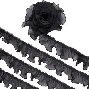 Benecreat 11yard Polyester Polyester Pleate Shrips ، 3 بوصات عريضة الأرجواني المكرب المكشوف من الدانتيل المطوي تقليم الدانتيل