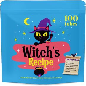 Witch's Recipe Creamy Lickable Cat Treats for Indoor Cat 100Tubes for Hairball controll