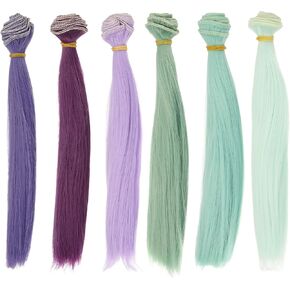 Patikil 20cm Doll Doll Sefts ، 6pcs Soft Synthetic Haintive Hair STROPE DOLL EMBLE SOPSIONS Excsions for Doll Making Craft ، Multicolor 3