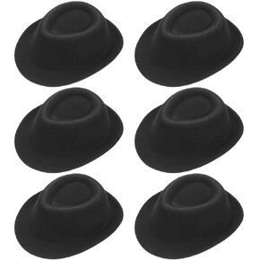 دمية حافة صغيرة مصنوعة يدويًا فيدورا: 6pcs شعرت بقبعات مع قمم مسطحة للفن والحرف DIY Supplies 12 سم