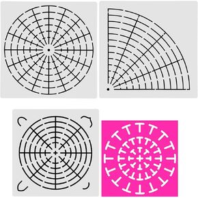2 Pcs Mandala Stencils Set, Dot Painting Tool, 16 Segment Creative Template Reusable for Rock Wood Canvas DIY Art Projects(2)