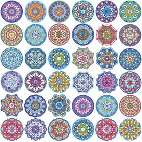 Saillong 36 PCS Mandala Diamond Paint Lausher 5d Diy Diamond Diamond Sticker Mandala Paint