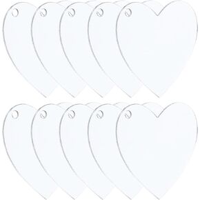 Patikil Acrylic Hearts Discs ، 10 عبوة بلاستيكية صافية فارغة ، زخرفة شجرة عيد الميلاد زخرفة مفتاحية شفافة معلقة زخرفة معلقة DIY 50x46x2mm