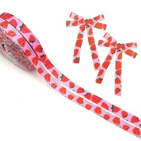 2 لفات الفاكهة الشريط Grosgrain للحرف اليدوية ، 2/5 بوصة من الفاكهة ، زخارف ذات طابع الفاكهة المطبوعة أشرطة Grosgrain المطبوعة أشرطة النسيج الفراولة البطيخ لديكور الحفلات المنزلية ، غلاف الهدايا ، الحرف اليدوية DIY