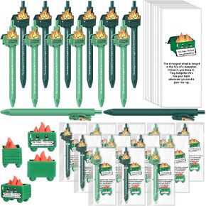 24 Set Dumpster Desk Accessories Graduation Employee Fire Appreciation Gifts Bulk Volunteer Dispatcher Inspirational Pen Mini Figure Encouragement Card Bookmark for Coworker Staff Teacher