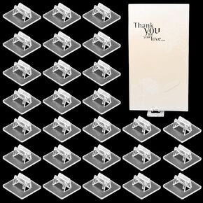 CRASPIRE 80Pcs Card Stands Translucent Plastic Card Holders Square Game Card Stands Paper Miniature Bases Clear Business Card Holder Plastic Clip for Business Cards Price Tags Menus Party Labels