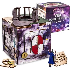 inscape cluebox stonehenge's Legacy - Puzzle Box - غرفة الهروب الخشبية التفاعلية في صندوق للبالغين مع مقصورات مخفية - فكرة هدية للجماهير والغموض - دعابة الدماغ