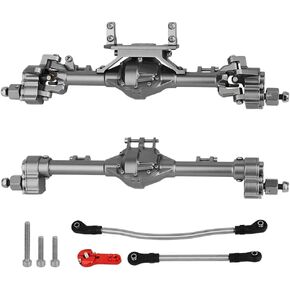 Integrated CNC Front Rear Portal Axle Complete Set for 1/10 RC SCX10 II Deadbolt 90046 90047 Element Enduro CC01 SCX10 Metal Upgrade Part (Gray)