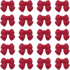 20 Pcs Resin Bows with Flat Back Red Cute Embellishment for DIY Project Craft Scrapbooking Hair Clip Hair Scrunchies Ties Supplies (Red - Small)