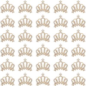 PATIKIL 30PCS CROWN Charms ، 1 "× 0.95" Mini Mini Rhinestone Crystal Crown Embellishments Bulk Diy Phone Case Case Decor