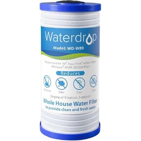Waterdrop AP810 Whole House Water Filter, Replacement for 3M® Aqua-Pure® AP810, AP801, AP811, Whirlpool® WHKF-GD25BB, WHKF-DWHBB, 5 Micron, 10" x 4.5", Well & Tap Water Filter, Pack of 2