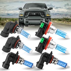 Fit For DODGE RAM 1500 2500 3500 Without Projector (2013-2018) Halogen Headlight Bulb 9005 High Beam +H11 Low Beam +9145 Fog Bulbs Combo Kit,(Contains 6 Bulbs)