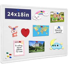 Large Bulletin Board - 60 X 36 inches Decorative Felt Pin Board - 5' x 3' Cork Board Alternative for Wall - Foldable Photo Board Self-Adhesive Vision Board Prayer Board with 30 Pushpins - Warm White