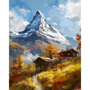 Svinoiler Switzerland Matterhorn Paint بواسطة أرقام أرقام للبالغين ، والطلاء حسب القماش ، وتجريدات Art Digital Digital Painting مجموعات مناسبة لهدية الديكور الجدار المنزلي 20 "x16"