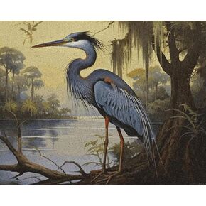 Zuvrdiai Blue Heron Bird Paint بواسطة أرقام أرقام للطلاء القماش بالبالغين من خلال الرقم بدون مجموعات طلاء زيتية رقمية مؤطرة لزينة المنزل 16 × 20 بوصة