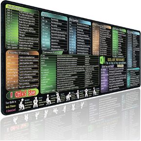 وسادة مكتب Excel Cheat Sheet Desk ، وسادة Mouse Mouse Mouse Sheet Sheet كبيرة XXL ، وسادة الماوس قطعة واحدة للمكتب والألعاب ، حافة مخيطية غير مقلوبة ، اختصار كبير Mousepad (XXL 35.4x15.74 in)