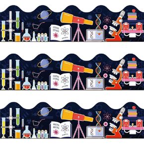 72pcs Back to School Bulletin Board Borders, Colorful Science Lab Borders Trim Classroom Cutouts Stickers for Office Classroom Board Decorations