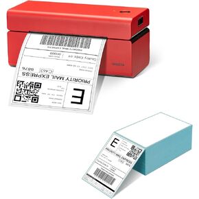 ORGSTA USB Thermal Shipping Label Printer with Pack of 500 4x6 Thermal Labels Fanfold - T001 High Speed Thermal Label Printer for Commercial Grade Shipping Packages-Red