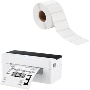OFFNOVA Shipping Label Printer & Roll of 1500 Sheet 2.25" x 1.25" Thermal Direct Labels, White Stickers Labels