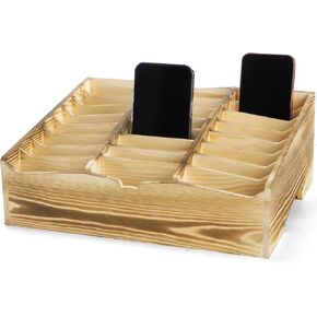 Lawei 24 GRID GRID WOODEN HOLION SORGORING BOX ، CADDY حامل الهاتف المحمول على سطح المكتب ، منظم الهواتف المحمولة متعددة الفصول الدراسية للمدرسة ، المكتب ، غرفة الاجتماعات ، عرض رف الهاتف الخلوي ، بدون تجميع