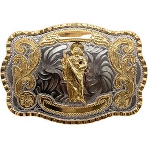 WMG Western St Jude Belt Buckle Gold Silver Saint Jude San Judas Cowboy Buckle Hebilla Vaquero Rodeo in Kuwait