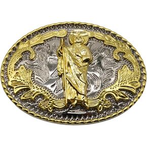 WMG Western St Jude Belt Buckle Gold Silver Saint Jude San Judas Cowboy Buckle Hebilla Vaquero Rodeo