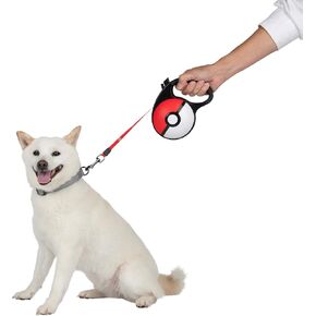 Pokemon Poke Ball Ball Telescopic Fetch Launcher للحيوانات الأليفة - قاذفة محمولة مع حزام بالإضافة إلى كرة مطاطية 2.5 بوصة