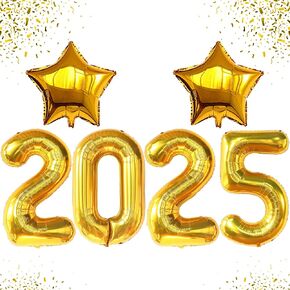 Katchon ، عملاق 42 بوصة 2025 بالونات أسود - ديكورات التخرج 2025 | غراد 2025 بالونات ، 2025 ديكورات حفل التخرج | 2025 البالونات السوداء البالونات الذهب نجمة الذهب