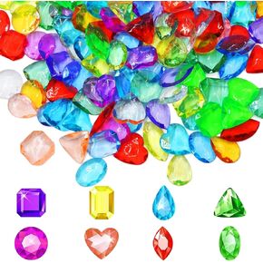 HAPTIME 250 PCS GEMS COLLITUL PLASTAL ، الأحجار الكريمة للأطفال ، والأحجار الكريمة للأكريليك للحرف اليدوية ، والمشاريع ذات الطابع القراصنة ، وزينة الحفلات ، والأحجار الكريمة للغطس للبركة للأطفال ، حشو المزهرية