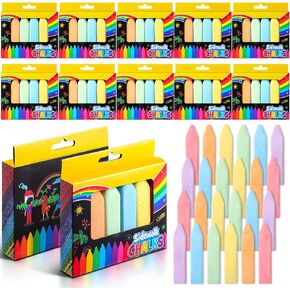 72 Pcs Jumbo Sidewalk Chalks Set in 12 Packs,6 Colors,Non-Toxic Washable Colored Driveway Outdoor Sidewalk Chalk for Easter Basket Gifts Summer End of Year Gift