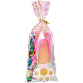 Cellophane Treat Bags with Twist Ties 50 Pack Plastic Pet Birthday Party Favor Supplies for Dog Cat Treats Candy Small Gifts DIY Craft Food Storage Packaging (3.9x10 inch)