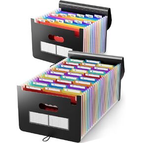 ABC LIFE 26 POCKETS CORMINTION FILE منظم و 12 جيوبًا منظم إيصال الفواتير الشهري ، وتوسيع مجلدات الملفات مع علامات تبويب ملونة ، وخطاب/حجم A4