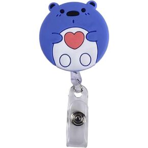 Cute Panda Bear Bunny Badge Holder Retractable Nurse Badge Holder Reels Name Card ID Badge Reels Clip Card Holder for Office Worker（Blue Care Bear,Identification Badges and Supplies，Badge Holders